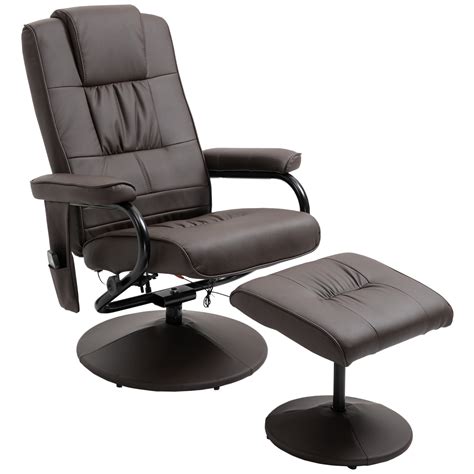 Homcom Massaging Pu Leather Recliner And Ottoman With Leather Wrapped Base