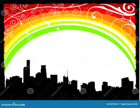 Rainbow City Vector Stock Vector Illustration Of Composition 8419651