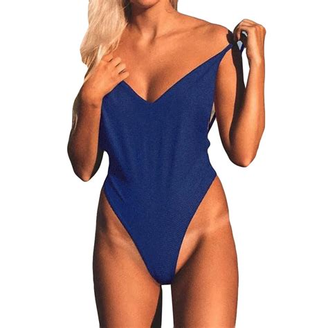 one piece women sexy high cut swimwear backless swim suit push up padded thong bathing suit