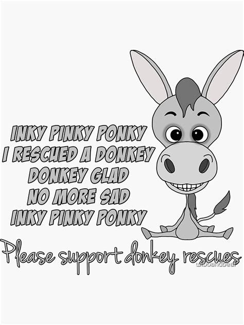 Inky Pinky Ponky Donkey Sticker For Sale By Wiboandbear Redbubble