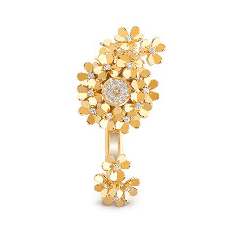 frivole secrète watch medium model 18k yellow gold diamond van cleef and arpels