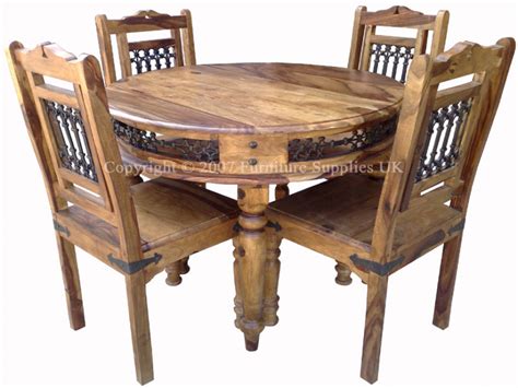 Handcrafted Sheesham Jali Round Dining Tableland And 4 Chairs Round Dining Table Sets Round