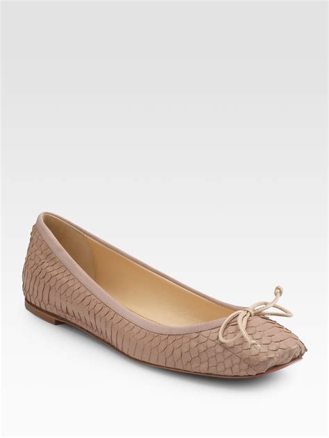 Christian Louboutin Watersnake Ballet Flats In Natural Lyst