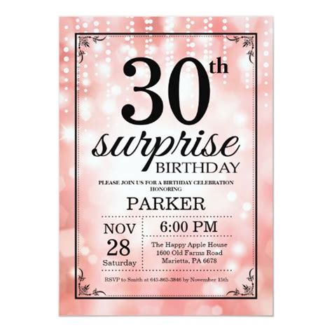 Surprise 30th Birthday Invitation Pink Glitter