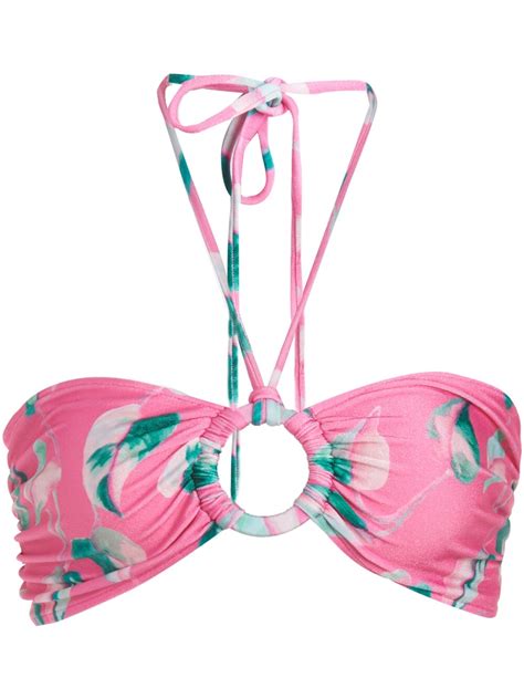 Patbo Pandola Print Bandeau Bikini Top In Pink Modesens