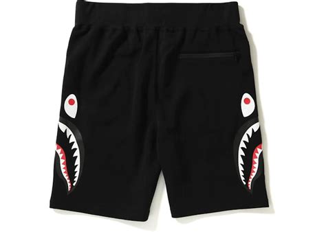 Bape Side Shark Double Knit Sweat Shorts Black