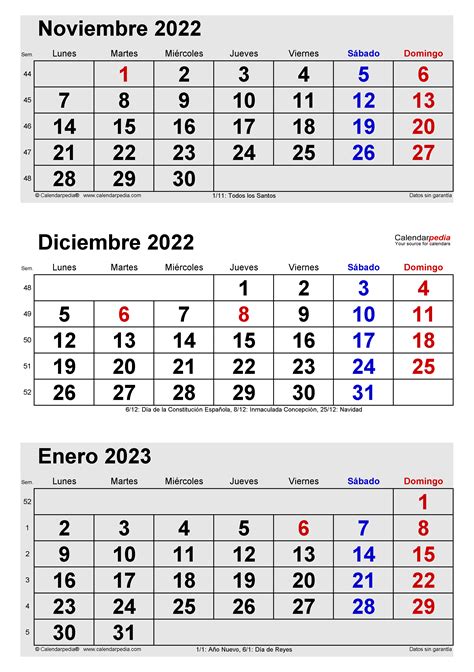 Imprimir Calendario Noviembre Diciembre 2022 Y Enero 2023