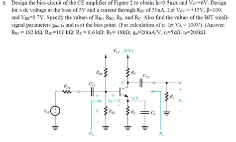 Solved Design The Bias Circuit Of The Ce Amplifier Of Figure