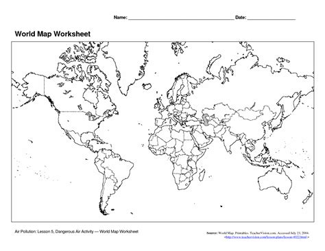 Blank World Map Quiz 7 Best Blank World Maps Printable Printableecom