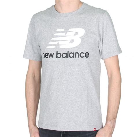Mens New Balance T Shirts Essentials Stacked Logo Tee Athletic Grey