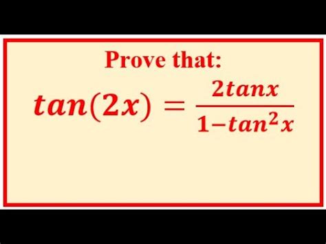 PROVE THAT Tan2x 2tanx 1 Tan 2x YouTube