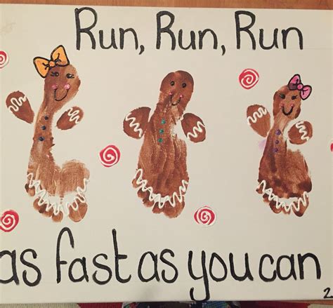 Gingerbread man theme unit five day unit including language arts, math, creative arts, and geography. Gingerbread man footprints | Preschool christmas crafts ...