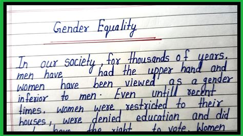 essay on gender equality in english paragraph on gender equality in english youtube