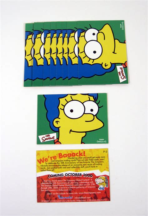 All the character are there like homer, bart, lisa, marge, maggie, and of course flanders. Lot of (10) 2000 Inkworks The Simpsons 10th Anniversary Promo Card (P-3) Marge | eBay