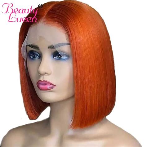 Colored Bob Wigs Lace Frontal Wig Straight Short Glueless Lace