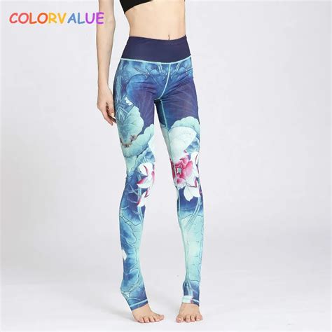 colorvalue ink printed yoga leggings women high waist fitness athletic leggings stretchy workout