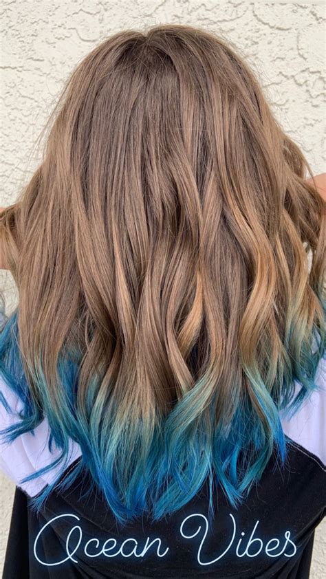 Blue Dip Dyed Hair Blue Tips Hair Dip Dye Hair Colored Hair Tips