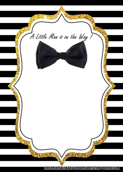 6 FREE Bow Tie Invitation Templates | Baby shower invitation templates, Birthday invitation ...