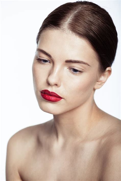 Close Up Portrait Of Caucasian Young Model Stock Image Image Of Lips