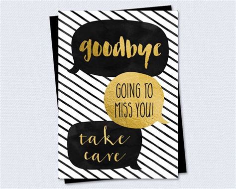 Printable Farewell Goodbye Card Goodbye Going To Miss You Take Care Speech Bubbles Instant