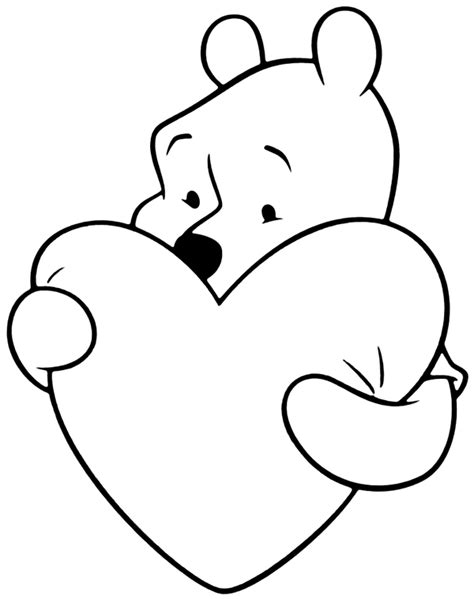 🖍️ Winnie The Pooh With Heart Printable Coloring Page For Free