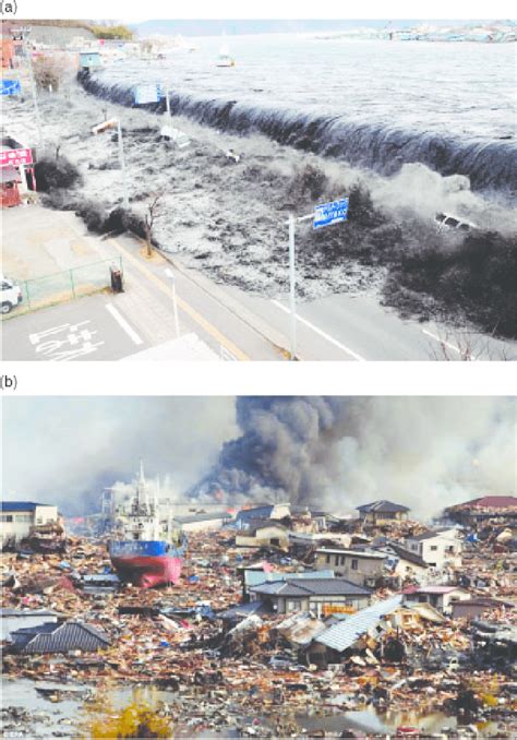 A A Tsunami Wave Of Destruction Approaches Miyako City From The