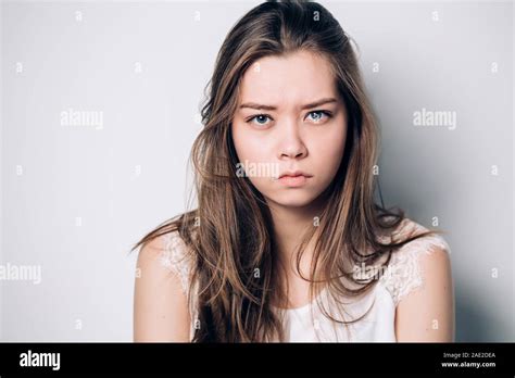 Close Up Isolated Portrait Of Young Annoyed Angry Woman Young Female