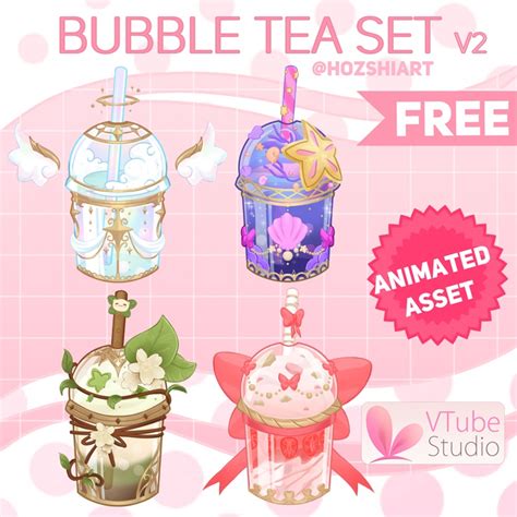 Free Vtuber Asset Animated Bubble Tea V2 Hozshi Arts Ko Fi Shop