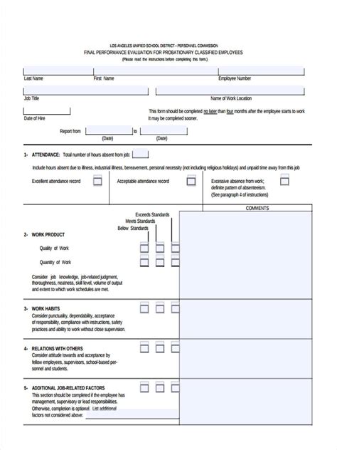 Free 11 Probation Review Forms In Pdf Ms Word