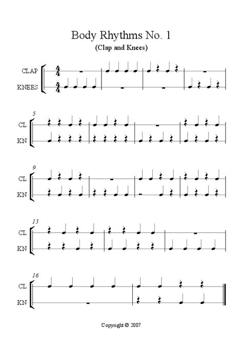 Reading Rhythms Clapping And Patting Quarter Notes And Rests For