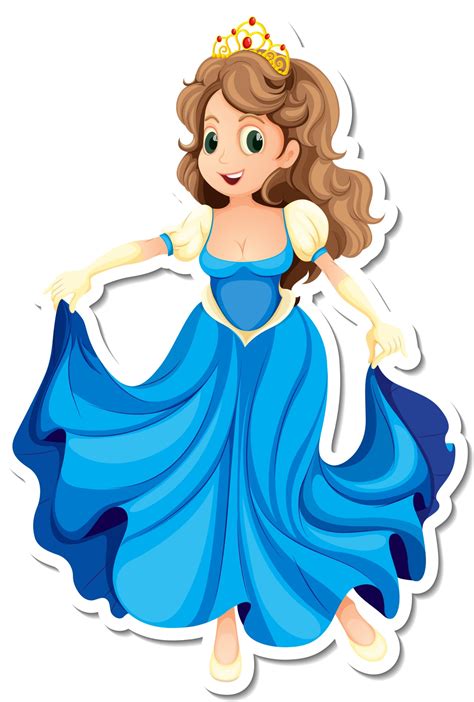 Etiqueta Engomada Hermosa Del Personaje De Dibujos Animados De La Princesa 2860765 Vector En