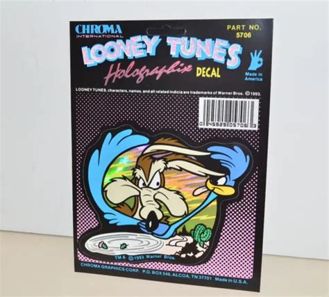 Vintage 1993 Looney Tunes Holographic Decal Road Runner Chroma Car