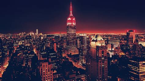 Hd Wallpaper Empire State Building Cityscape Usa Night New York