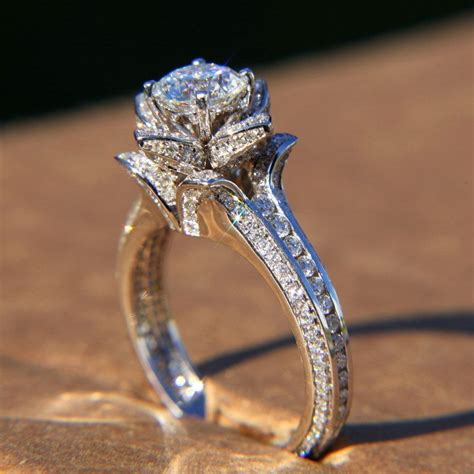 Unique Flower Rose Diamond Engagement Or Right Hand Ring 220 Carat