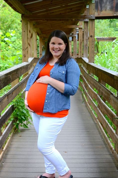 third trimester maternity style white jeans polka dot chambray orange tee maternity gowns