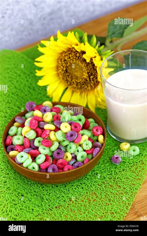 Colorful Breakfast Cereals Stock Photo Alamy