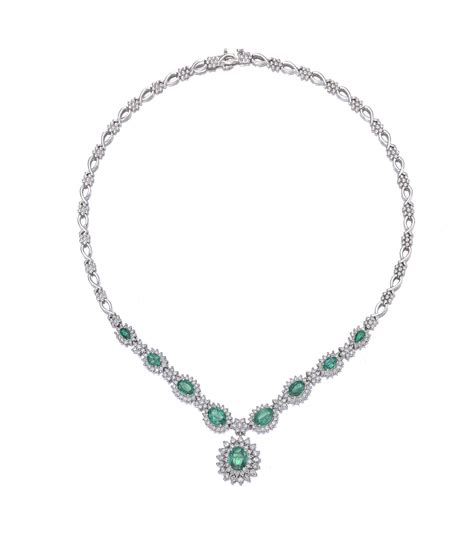 Lot An Emerald And Diamond Necklace