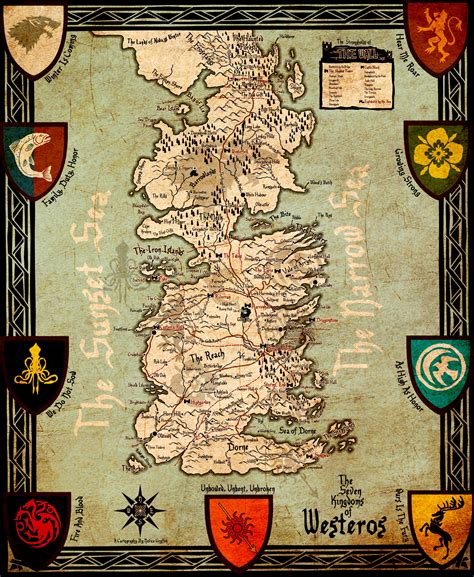 Westeros Map Houses Westeros Map Game Of Thrones Map Game Of