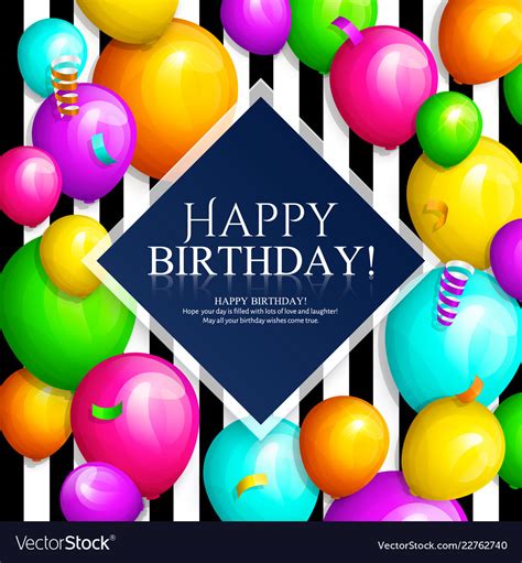 Happy Birthday Greeting Card Colorful Balloons Vector Image
