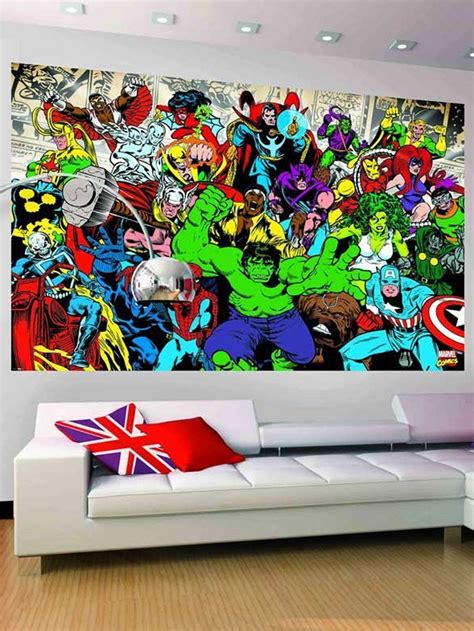 Mur De Personnages Marvel Salle Marvel Idées Murales Parement Mural