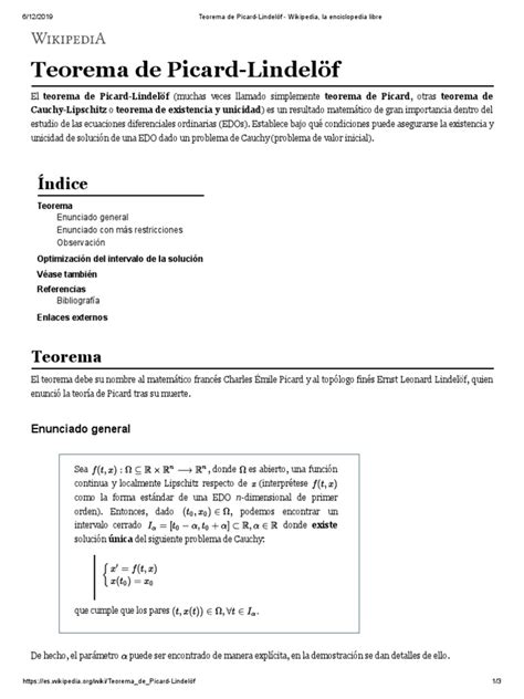 Dependence on the lipschitz constant: Teorema de Picard-Lindelöf - Wikipedia, la enciclopedia ...