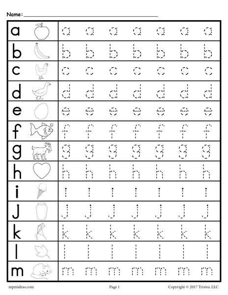 Alphabet Worksheets First Grade Of Lowercase Letter Tracing Worksheets