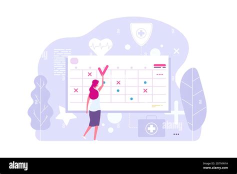 Online Doctor Appointment Vector Woman And Calendar Planning Board