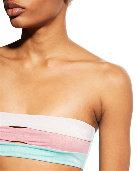PQ Swim Colorblock Sparkle Bandeau Bikini Top Neiman Marcus