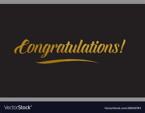 Congratulations Gold Word Text Typography Vector Image
