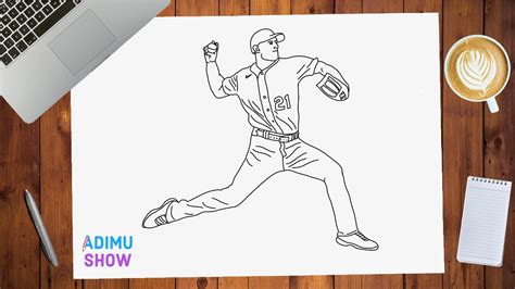 How To Draw A Baseball Player Youtube
