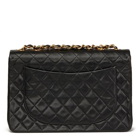 1994 Chanel Black Quilted Lambskin Vintage Maxi Jumbo Xl Flap Bag For