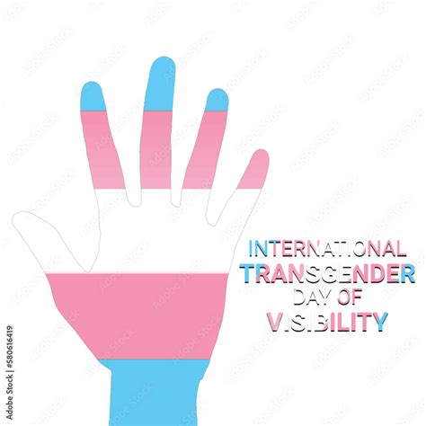 International Transgender Day Of Visibility Vector Illustration Hand Shape Transgender Flag