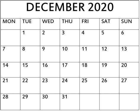 Get Holiday Theme December 2020 Printable Calendar Printables Free Blank