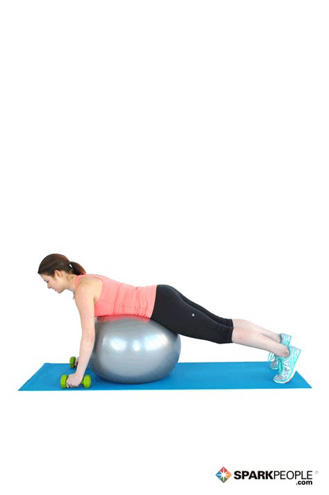 Prone Dumbbell Rows On Ball Exercise Demonstration Sparkpeople